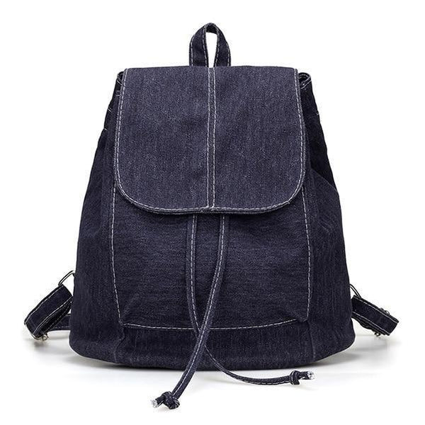 2018 New Denim Canvas Women Backpack Drawstring School Bags For Teenagers Girls Small Backpack Female Rucksack Mochilas Feminina-Dark Blue-JadeMoghul Inc.