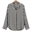 2018 New Spring Autumn Women Blouse Flower V-Neck Long Sleeve Work Shirts Women office Tops Striped blouse for business-black-L-JadeMoghul Inc.