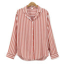 2018 New Spring Autumn Women Blouse Flower V-Neck Long Sleeve Work Shirts Women office Tops Striped blouse for business-red-L-JadeMoghul Inc.