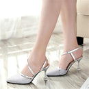 2018 spring heel High Heels Sandals lady Pumps classics slip on Shoes sexy Women party shoes gold silver Wedding Slingbacks 8cm-Silver-5-JadeMoghul Inc.