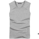 2018 Summer Men's fashion Tank Tops O neck sleeveless vest Male 100% cotton Fitness Vests Man Korean slim tee shirts Asian S-XXL-O neck Gray-S-JadeMoghul Inc.