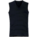 2018 Summer Men's fashion Tank Tops O neck sleeveless vest Male 100% cotton Fitness Vests Man Korean slim tee shirts Asian S-XXL-V neck Black-S-JadeMoghul Inc.