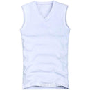 2018 Summer Men's fashion Tank Tops O neck sleeveless vest Male 100% cotton Fitness Vests Man Korean slim tee shirts Asian S-XXL-V neck White-S-JadeMoghul Inc.