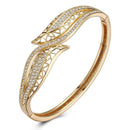 Latest Hollow Out Double Leave Shape Design Chamopagne Gold Bangle