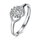 Elegant Big Zircon Design 925 Sterling Silver Adjustable Ring