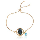Fashion Gold Plated Blue Enamel Hamsa Hand Adjustable Alloy Bracelets