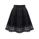 Women Gauze Plaid Stripes Polyester High Waist Skirt
