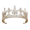 Baroque Pave Crystal Gold Plated Alloy Crown Bride Wedding Hair Hoop