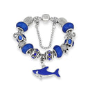 Women Fashion Unique Resin Beads Dolphin Shape Pendant Copper Bracelet