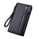 Business Men Blocking Leather Long Bifold Wallet With Zipper���