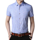 Man Simple Creative Pattern Soft Lapel Short Sleeve Cotton Shirt