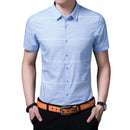 Men Casual Style Soft Lapel Short Sleeve Polyester Shirt