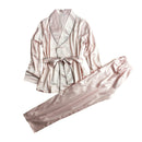 High Quality Female Sexy Silk Bathrobe Pants Pajamas Set