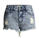 New Fashion Irregular Tassel Ripped Middle Waisted Jean Shorts