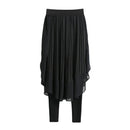 New Design Trendy Style Patchwork Elastic Waist Black Chiffon Culotte