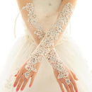Elegant Fingerless Rhinestones Leaves Design Extended Long Bridal Gloves