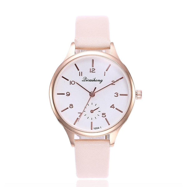 Simple Style Classic Number Scale Fashion Women Leather Quartz Watch