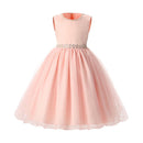 New Arrival Popular Tulle Sleeveless Rhinestones Belt Pleated Pretty Formal Tutu Elegant Dress For Kids Girl