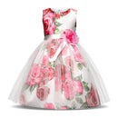 New Arrival Girls Floral Printed Gauze Unique Big Flower Waisted Princess Party Latest Dress Designs Fancy Tutu Dress