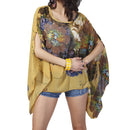 Elegant Dolman Sleeve Floral Printed Loose Cool Stylish Blouse Models Beach Wear Kaftan Beach Cover Up