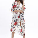 Long Perspective Summer Sexy Floral Printed Kaftan Women Cover Ups Beach Dress