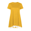 Hot Sale Simple Round Neck Short Sleeveless Lace Loose Plus Size Tops For Women Ladies Long Tops