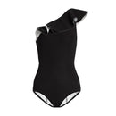 Hot Sale Fashion One-shoulder Bevelled Falbala Black Briefs Style Tight One Piece Swimwear Tankini Swimsuit