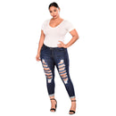New Arrival Sexy Fashion Distressed Knee Ripped Custom Oversize High Waist New Pattern Women Jeans Pants