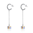 High Quality New Fashion Luxury Long Pendant Geometric Shiny Crystal S925 Silver Earrings