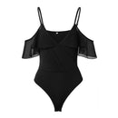 Women New Design Sexy Solid Color Low-cut Off-shoulder Flouncing Short Sleeves Bodysuits