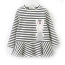 Kids New Fashion Stripes Style Long Sleeves Rabbit Printed Princess Dress