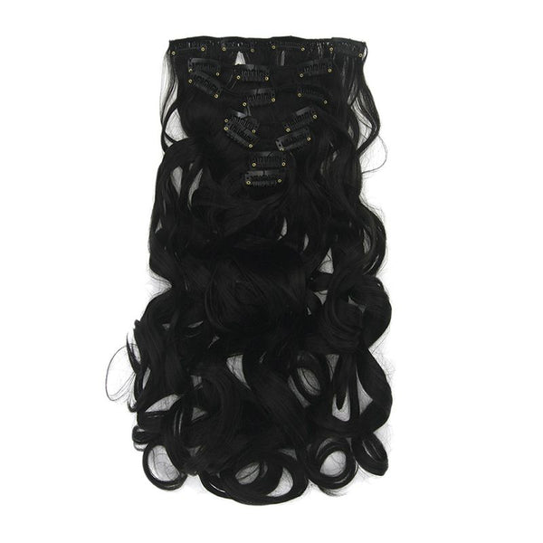 New Arrival Multicolor Optional Long Curly Clip-in Seven Pieces Wigs Hair Extensions