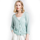 Female New Fashion Solid Color V-Neck Single Breasted Thin Sun-protection Loose Knitwear