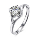 Luxury Shiny Zircon Decorated Romantic Wedding Pattern Sterling Silver Ring