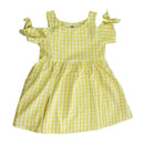 Kids Pretty Lovely Plaid Short Sleeves Off Shoulder Cotton Princess Dress