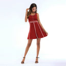 New Arrival Women Sweet Style Round Collar Line Sleeveless Knitted Dress With Buttons