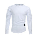 Hot Sale Men Cotton Solid Color Round Neck Long Sleeves Slim Fit T-shirt