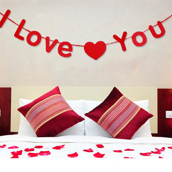 "I Love You" Happy Heart Letters Banner For Lovers Marriage Proposals Wedding Party Decoration