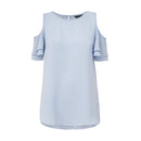 New Design Women Autumn Spring Bottoming Tops Unique Cool Shoulder Chiffon Blouse