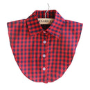 Autumn Winter Women Classic Plaid Pattern Cotton Pointed Detachable Collar