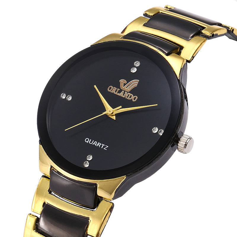 NFL Ladies Atlanta Falcons Black Leather Lunar Watch - The Black