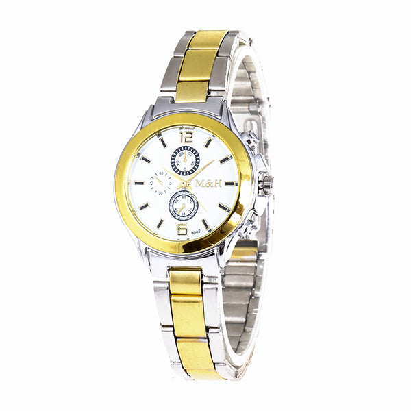 Fashion Double Color Designed Men And Women Slim Metal Band Watch