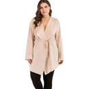 Casual Style Women Solid Color Irregular Design Plus Size Cardigan With Belt