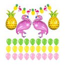 32Pcs Set Cute Paper Banner Green Yellow Pink Latex Balloons Flamingo Pineapple Foil Party Decorations Balloons