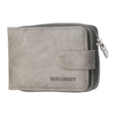 Businessmen High Quality Solid Color PU Leather Zipper Hasp Card Holder Short Wallet