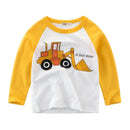 Boys Patchwork Bulldozer Printed Long Sleeves Tops