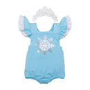 2 Pcs Set Toddler Girls Cotton Ruffle Sleeves Comfortable Bodysuit With Headband