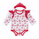 Christmas Baby Girls Cotton 2 Pcs Set Long Sleeves Printed Bodysuit And Headband