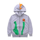 Kids Cotton Long Sleeves Crocodile Pattern Zipper Hooded Coat