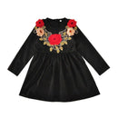 Girls Cotton Floral Embroidered Long Sleeves Dress
